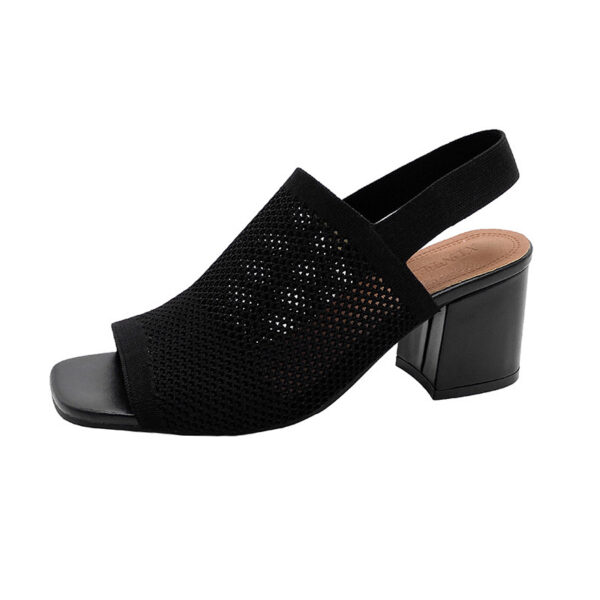European And American Flying Woven High Heel Chunky Heel Sandals For Women - Image 7