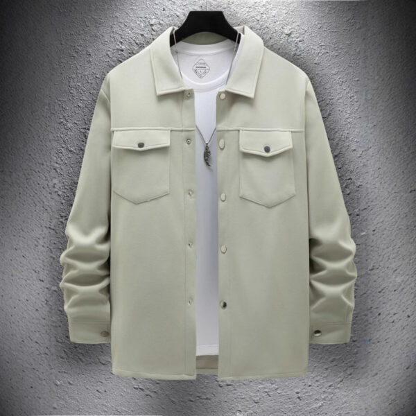 Men's Casual Spring And Autumn Solid Color Single-breasted Jacket Coat - Image 4