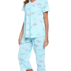 Short-sleeved Cropped Pants Suit Knitted Cotton Plus Size Women's Pajama Suit Suit