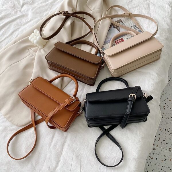 Retro Textured Solid Color Simple Handheld Versatile Shoulder Bag - Image 2
