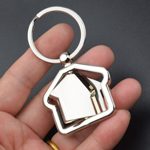Simple House Rotating Metal Keychains - Image 4