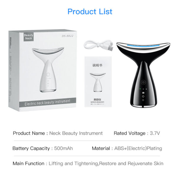 EMS Microcurrent Neck Face Beauty Device With 3 Colors LED Photon Therapy Skin Tighten Reduce Double Chin Face Lifting Devices - Image 10