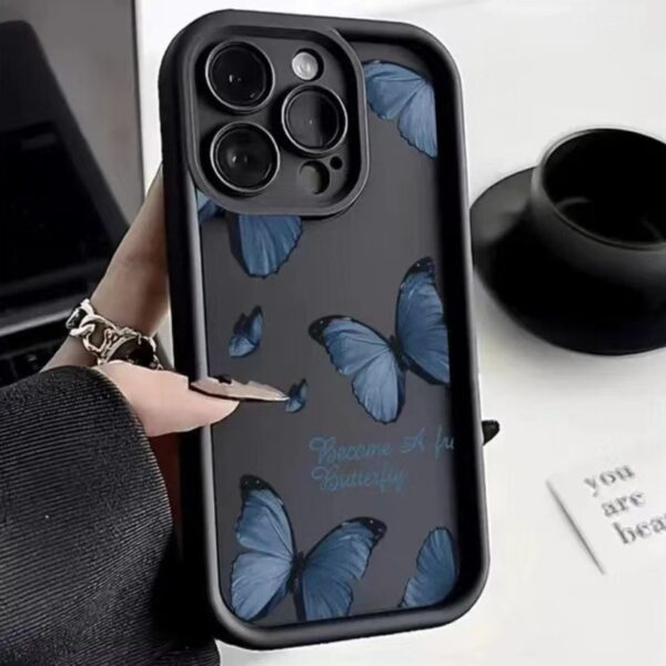 Blue Butterfly Printed Edging Drop-resistant Phone Case - Image 3