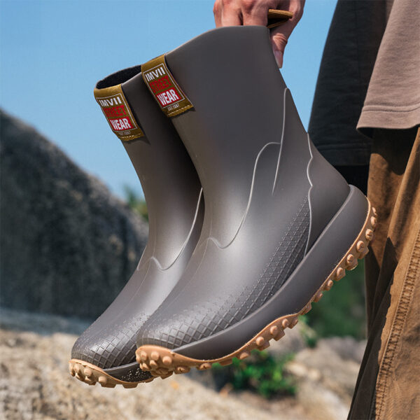 Mid And Low Tube Men's Rain Boots Outdoor Non-slip Waterproof Shoes - Image 3