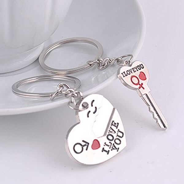 Magnetic I Love You Heart Lock Key Pendant Couple Keychains - Image 4