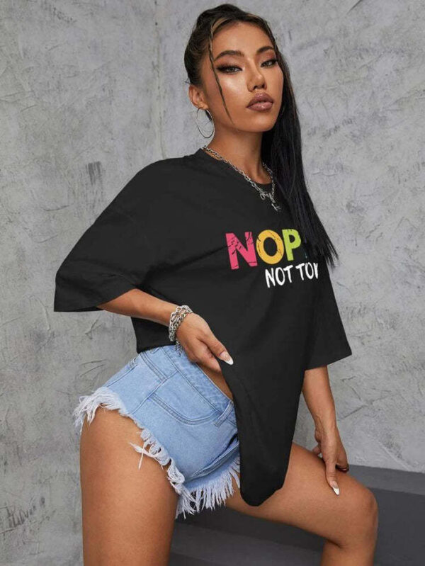 Ladies Oversized Nope Not Today Short Sleeves T Shirt Top - Image 2