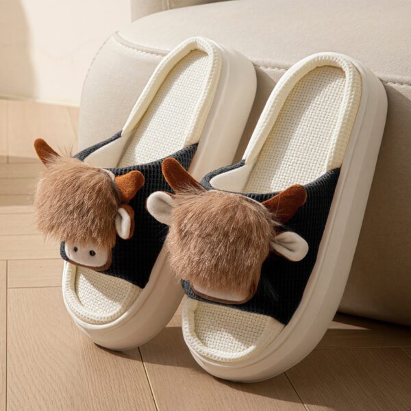 Spring And Autumn Linen Indoor Home Cartoon Eva Soft Bottom Mute Sweat-absorbent Slippers For Women - Image 3