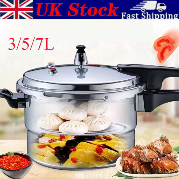 5L Aluminium Pressure Cooker Quick With Lid Latch Indicator Explosion-Proof - Image 9