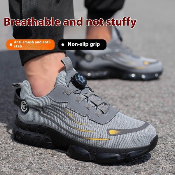 Men's Wear-resistant Workwear Breathable Fly Woven Shoes - Image 4