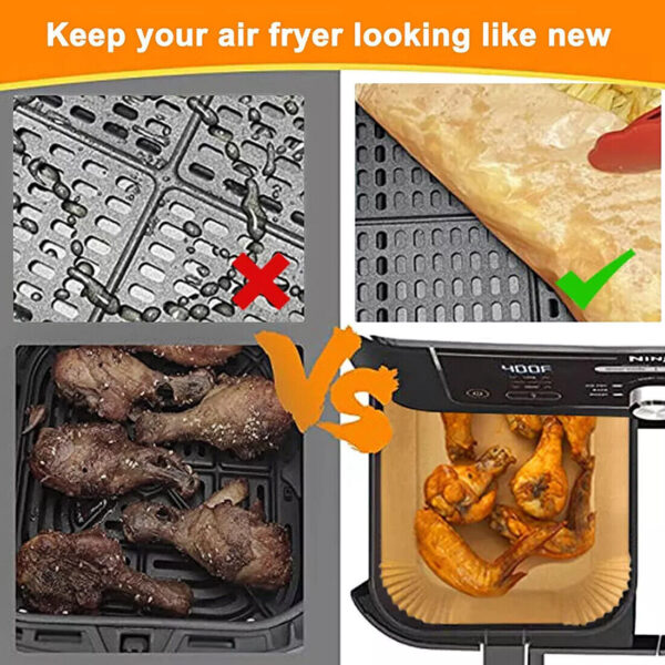 300x Air Fryer Liners Disposable Paper Liners Non Stick Parchment For Dual - Image 9