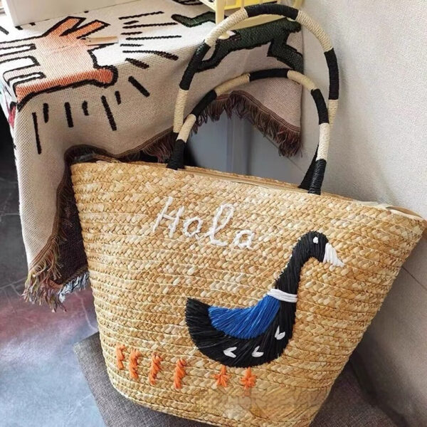 Women's Hand-woven Vegetable Basket Shoulder Tote Bag - Image 2