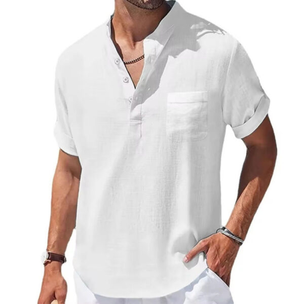 Cotton Linen Linen Men's Short-sleeved T-shirt - Image 10