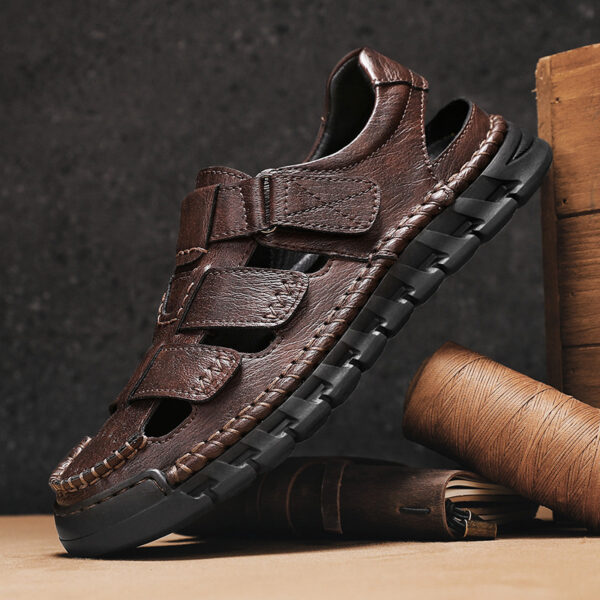 Men's Simple All-match Leather Non-slip Sandals - Image 4