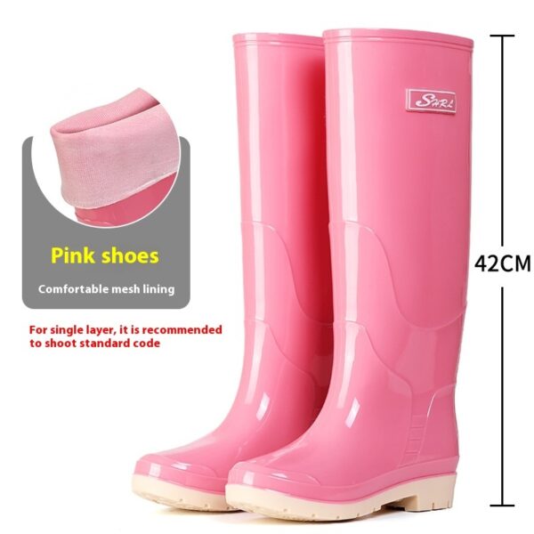 Fleece-lined Warm Length Waterproof Rain Boots - Image 3