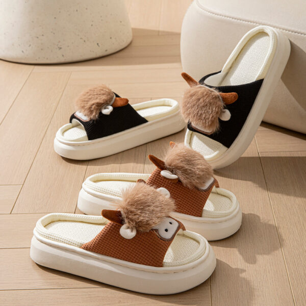 Spring And Autumn Linen Indoor Home Cartoon Eva Soft Bottom Mute Sweat-absorbent Slippers For Women - Image 4