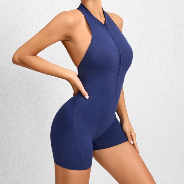 Zippered Yoga Fitness Shorts Jumpsuit Sleeveless Tummy Control Stretch Shapewear Butt Lifting Sportswear Women - Image 7