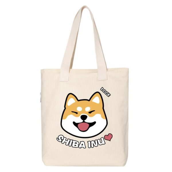 Shiba Inu Male And Female Shoulder Bag Canvas Large Capacity - Image 3