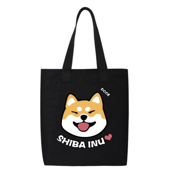 Shiba Inu Male And Female Shoulder Bag Canvas Large Capacity - Image 9