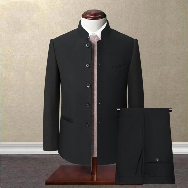 Youth Slim Fit Chinese Stand Collar Suit - Image 2