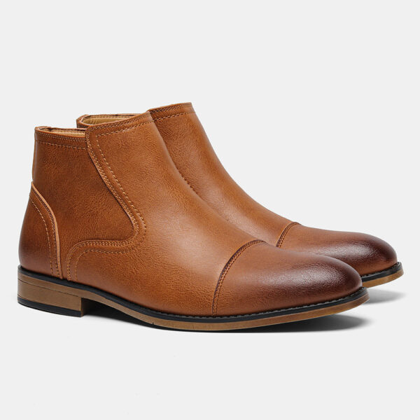 Plus Size Men's Chelsea Boots Inside Zipper Leather Boots - Image 5