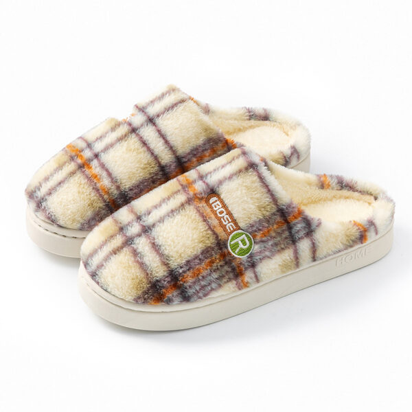 Women's Home Plush Warm Non-slip Plaid Cotton Shoes - Image 4