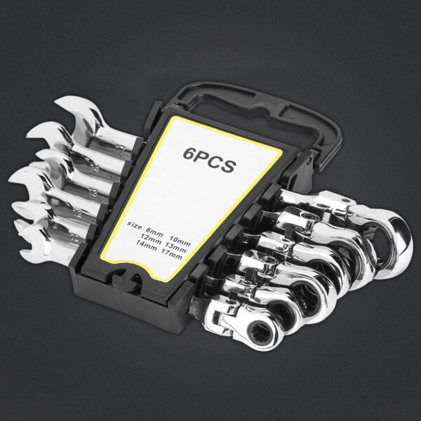 6Pcs Flexible Head Multi Functional Ratchet Conination Spanner Wrench 8-17mm Repair Tools Set - Image 6