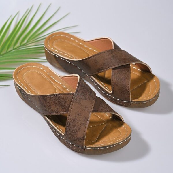 Women's Cross Wedge Platform Beach Casual Sandals - Image 6