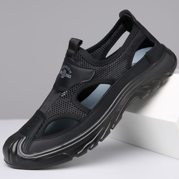 Summer Breathable Men's Sandals Hollow Mesh Surface Casual All-match Hole Outdoor Travel Soft Bottom Slip On Beach Shoes - Image 7