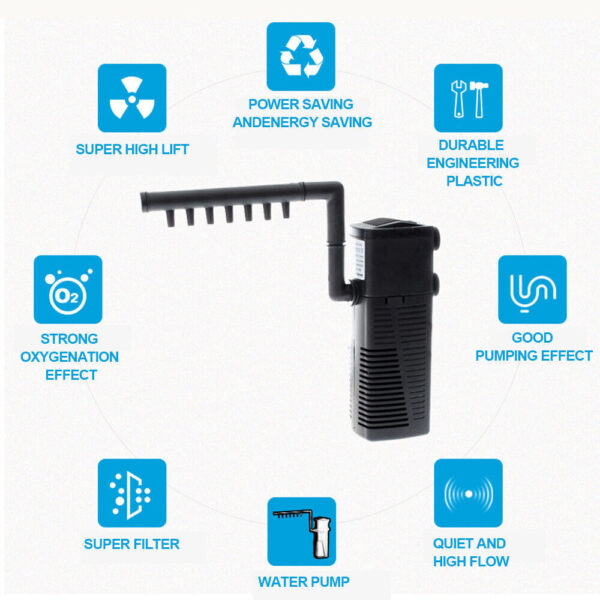 3 In1 Aquarium Fish Tank Filter Water Internal Purifier Filter Oxygen UK - Image 7