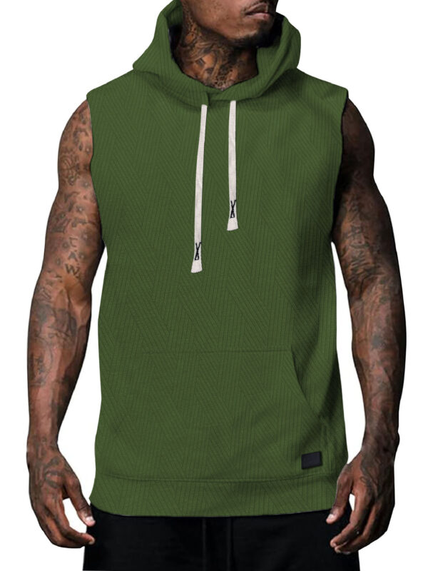 Sleeveless Vest Top Men's Waistcoat Hooded - Image 2