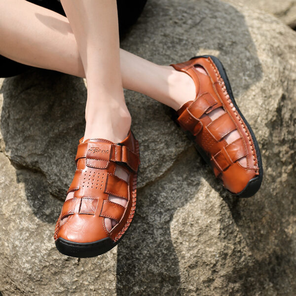 Handmade Stitching Leather Casual Beach Men's Sandals - Image 2