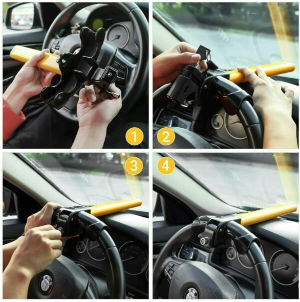 Universal Heavy Duty Anti Theft Steering Wheel Lock Rotary Security Safe Van Car - Image 2