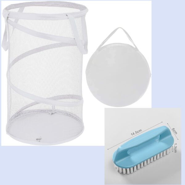 Large Collapsible Laundry Basket Foldable Mesh  Up Hamper With Handles For Laundry Room, Bath, Kids Room, College Dorm, Travel, Storage Organizer White - Image 7