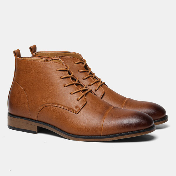 Plus Size Men's Chelsea Boots Inside Zipper Leather Boots - Image 2