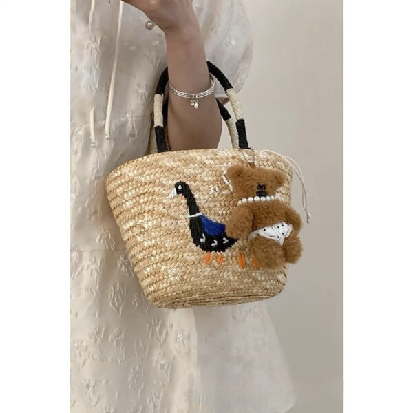 Women's Hand-woven Vegetable Basket Shoulder Tote Bag - Image 6