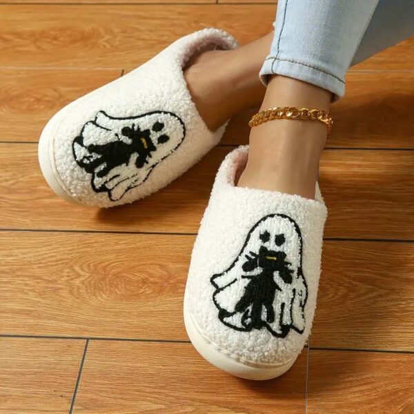 Cartoon Non-slip Ghost Towel Embroidery Closed-toe Slippers - Image 3