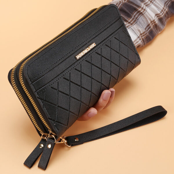 Women's Simple Double Zipper Multiple Card Slots Long Wallet - Image 9