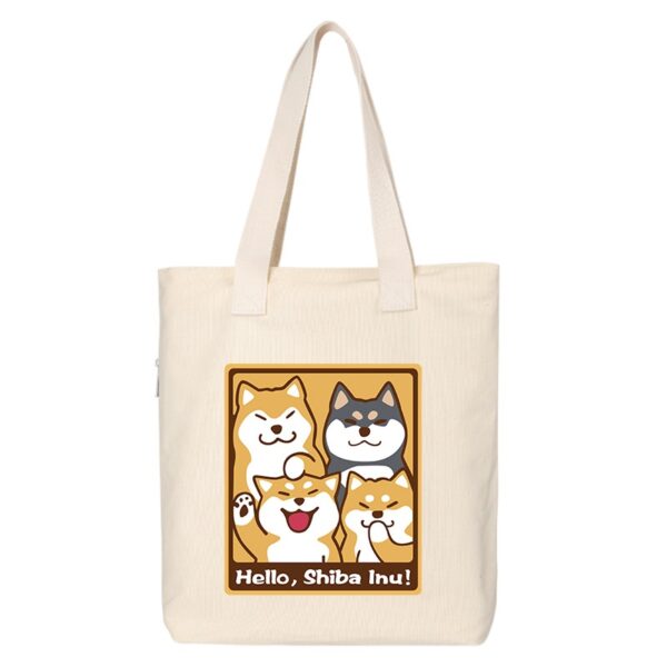 Shiba Inu Male And Female Shoulder Bag Canvas Large Capacity - Image 10