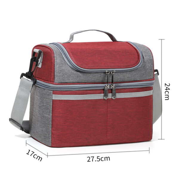 Double-layer Color Matching Lunch Bag Thick Aluminum Foil Large Capacity Insulated Bag - Image 10