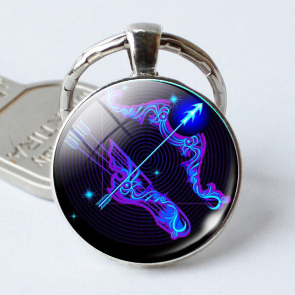 Twelve Constellation Time Stone Metal Keychains - Image 5