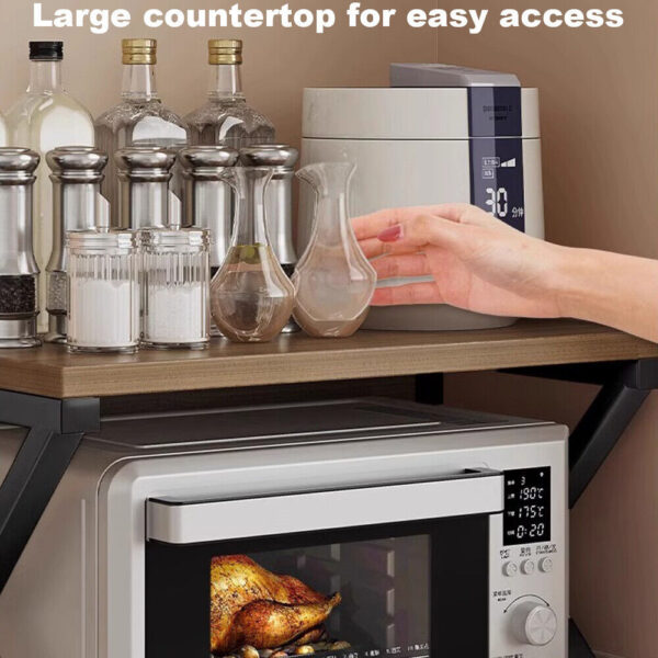 3 Tier Expandable Microwave Oven Rack Stand Storage Holder Kitchen Corner Shelf - Image 7