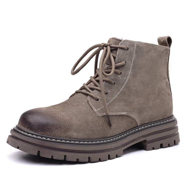 High-top Leather Shoes Leather Zipper Short Boots - Image 2