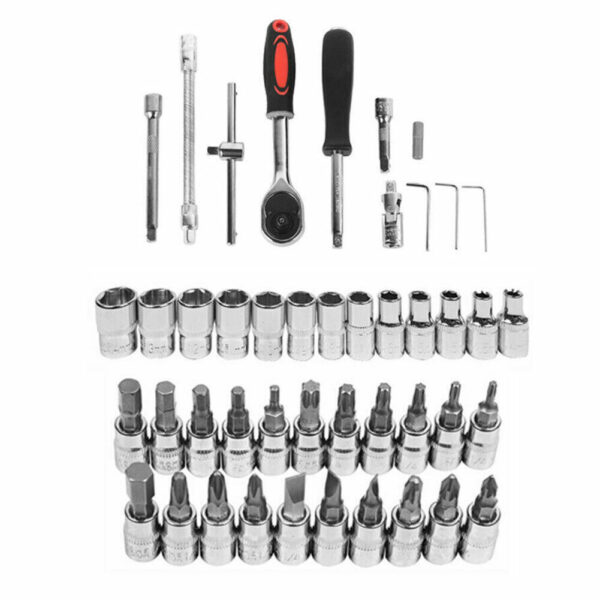 46PCS Metric Socket Set Ratchet Torx Wrench Kit 1  4   Drive Repair Tool With Case - Image 6