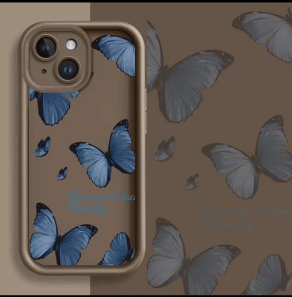 Blue Butterfly Printed Edging Drop-resistant Phone Case - Image 5