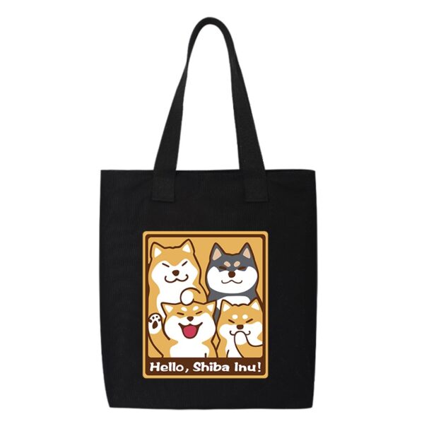 Shiba Inu Male And Female Shoulder Bag Canvas Large Capacity - Image 5