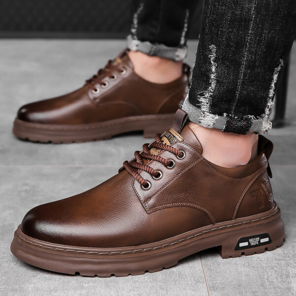 Retro Outdoor Men's Shoes Big Toe Casual Leather Shoes - Image 6