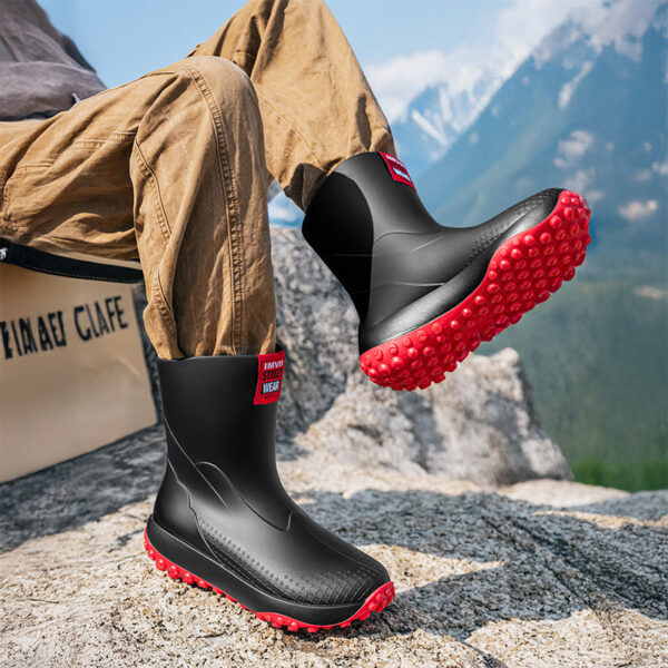 Mid And Low Tube Men's Rain Boots Outdoor Non-slip Waterproof Shoes - Image 7
