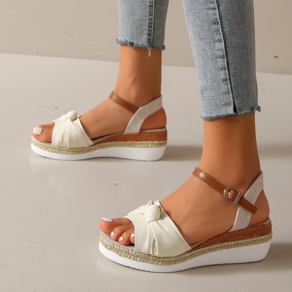 Bowknot Fashion Sandals Fish Mouth Buckle Rope Bottom - Image 5
