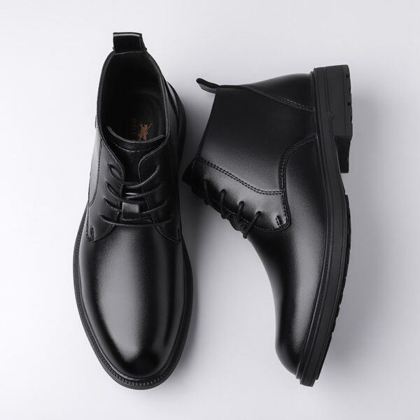 Retro Lace Up Denim Trendy Mid-length Warm Non-slip Men's Martin Boots - Image 7
