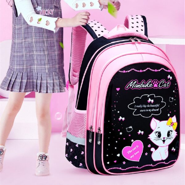 Kids School Cute Cat Print Backpack - Image 5